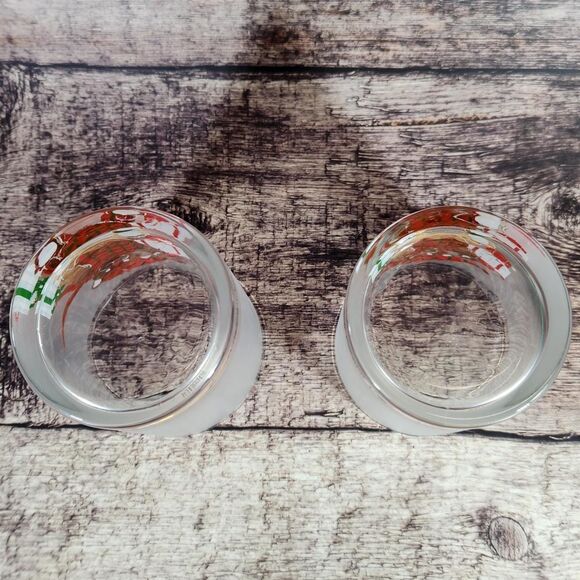 Culver Christmas Bear Whisky Glasses Set 2 Teddy 22K Gold Lowball Barware VTG - Picture 4 of 9